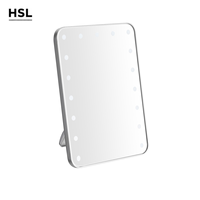 Miroir de table LED pliable grand format avec variateur tactile, 3 couleurs de lumière à mémoire, arrêt automatique, rechargeable Type-C 1000 mAh