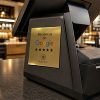 Panneau de table NFC 215 personnalisé de luxe en PVC acrylique doré brossé argenté 10x10cm pour avis Google sur les restaurants