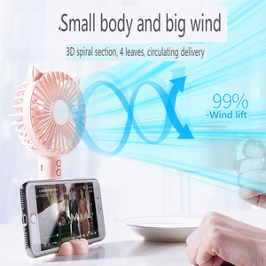 พัดลมมือถือพกพาขนาดเล็กแบบ USB พร้อมห่วงคล้องสำหรับปีนเขา พัดลมพกพาสำหรับใช้กลางแจ้งและในรถยนต์ ผลิตจากพลาสติก ภาษาอังกฤษ - Product Image 2