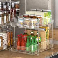 Organisateur et boîte de rangement transparente à 2 niveaux en plastique acrylique transparent sous l'évier