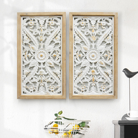 ART NEST JMRS00205 Décoration Murale Personnalisée Artisanat Rustique en Bois MDF Sculpté Plaques Murales Rectangulaires à Suspendre Lot de 2 Scéniques