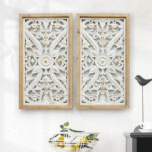 Décoration murale artisanale en bois rustique personnalisée, ensemble de 2 plaques murales sculptées en MDF - Product Image 4