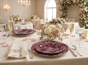 Platos de Cerámica Vintage Chic con Diseño Botánico, Vajilla de Porcelana Fina con Borde Ondulado para Bodas, Eventos, Banquetes y Catering - Product Image 4