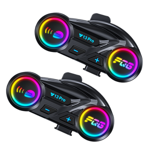 Y13 Pro Двухканальный интерком для мотоциклистов, дальность 500 м, обмен музыкой, совместное использование, водонепроницаемость IP56, ABS-пластик, двойной чип 6.0, RGB-эффекты - Product Image 1