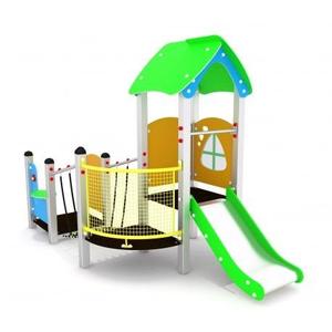 Torre de Juegos Infantil de Madera con Tobogán, 456 x 522 x 215 cm, Material LLDPE, para Parques de Trampolín, Parques Deportivos, Centros Comerciales, Edad 3+ Años - Product Image 1