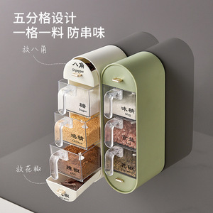 Caja de Condimentos de Lujo para Montar en la Pared, Recipiente de Almacenamiento con Múltiples Compartimentos, Tapa Abatible con Cuchara, Transparente, para Condimentos Sólidos, Tamaño Mediano - Product Image 2