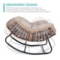 Morden Patio Wicker Indoor Outdoor Luxury Egg Rocking Chair Papasan Rattan Chair for Bedroom Living Room Porch Garden Lawn-Beige