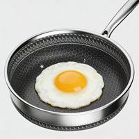 Ustensiles de cuisine en acier inoxydable 316 de qualité professionnelle, antiadhésifs, en nid d'abeille, poêle ronde de 20 à 28 cm pour la cuisson