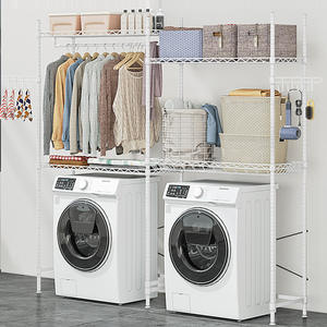 Étagère de rangement pour lave-linge à 2 niveaux avec porte-papier toilette et crochets - Product Image 4