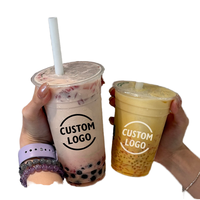 Gobelets en plastique imprimés avec logo personnalisé, gobelets jetables pour café glacé, gobelets froids en polypropylène PET, faible quantité minimale de commande avec couvercle et paille