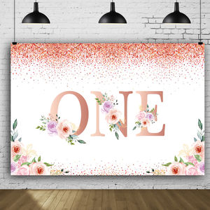 <span class=keywords><strong>Sfondo</strong></span> <span class=keywords><strong>rosa</strong></span> primo compleanno Photoshoot per Baby Shower fiori <span class=keywords><strong>rosa</strong></span> puntini oro fondali per torte forniture - Product Image 4