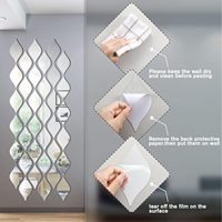 12 autocollants muraux en acrylique en forme de larme, miroirs décoratifs autocollants pour salon, salle de bain, décoration intérieure