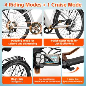 Vélo de ville électrique pour adultes Batterie amovible Vélo de ville électrique à cadre en acier à 7 vitesses pour usage urbain - Product Image 5