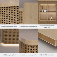 Bureau de réception moderne en MDF avec finition dorée, base éclairée et armoire de rangement pour salon, spa, bureau commercial - Prix de gros