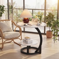 Table basse ronde moderne en métal, minimaliste, mobile, petite, pour canapé, étagère latérale, balcon, meuble multifonctionnel pour la maison