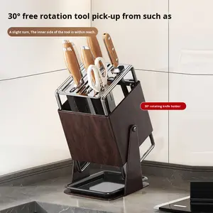 समायोज्य कोण के साथ रसोई काउंटरटॉप अपग्रेड के लिए बहु-कार्यात्मक स्टेनलेस स्टील चाकू धारक रैक - Product Image 3