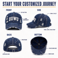 Casquette de baseball vintage délavée en coton déchiré non structurée style Dad Hat avec logo personnalisé multicolore streetwear usine OEM