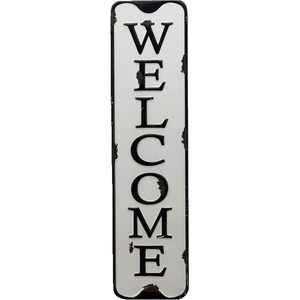 Parisloft Welcome Carved Metal Wall Sign 5.5x21.6'' Rustic Iron Home Decor Vertical Text Design - Product Image 6