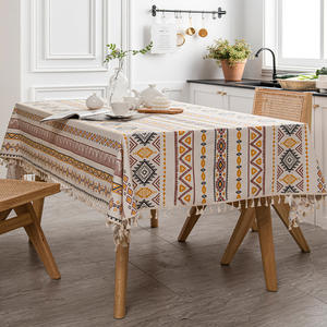 Mantel Rectangular Bohemio con Borlas, de Algodón y Lino, con Estampado Geométrico, Impermeable, para Decoración del Hogar - Product Image 3