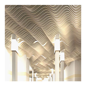 Colore del legno curvo in metallo ondulato alluminio profili del soffitto Pop <span class=keywords><strong>controsoffitto</strong></span> Design per Hall Restaurant Home office Shop - Product Image 3