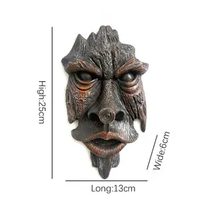 Dekorasi wajah pohon Seni halaman lucu, patung luar ruangan pria tua pohon Hugger dekorasi wajah hantu kulit kayu