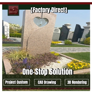 หินแกรนิต GOLDKING รูปหัวใจ ขัดเงา สีเบจ สำหรับสุสาน สวนอนุสรณ์ และหลุมศพครอบครัว - Product Image 1