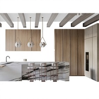 Meubles de cuisine modulaires contemporains WAYMOVE, évier, plan de travail en marbre/résine, charnières écologiques, robinet, finition personnalisée, style moderne
