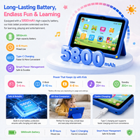 Tablette éducative 7 pouces 5800 mAh longue autonomie pour enfants Android 13 12 Go + 256 Go avec étui antichoc pour l'école à domicile et les études