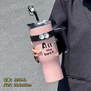 Custom 40Oz Handvat Rvs Reismok Amerikaanse Stijl 3d Stickers Inbegrepen Dubbele Muur Modern Design Waterfles - Product Image 4