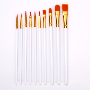 Set di 10 pennelli piatti con punta sottile in Nylon blu pennelli per artisti sfusi per acquerelli in acrilico per bambini pennelli Acuarela - Product Image 4