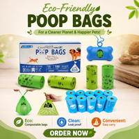 Sac de litière compostable solide et écologique personnalisé biodégradable vente en gros de sac de déchets de caca de chien avec impression