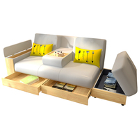 Sofá Cama de Tres Plazas de Estilo Japonés Moderno y Minimalista, Multifuncional para Apartamentos Pequeños, Sala de Estar, Cajonera, Zapatero