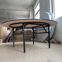 Table Ronde Pliante pour Événements et Banquets, Plateau en PVC et Contreplaqué, Structure en Fer et Acier, Vente en Gros pour Intérieur