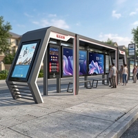 Parada de Autobús Prismática con Señalización Digital de Rutas y Caja de Luz