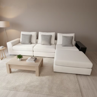 Modernes Weißes Leinen-Ecksofa-Set Minimalistisches Modulares Design Holz für Wohnzimmer-Möbelset