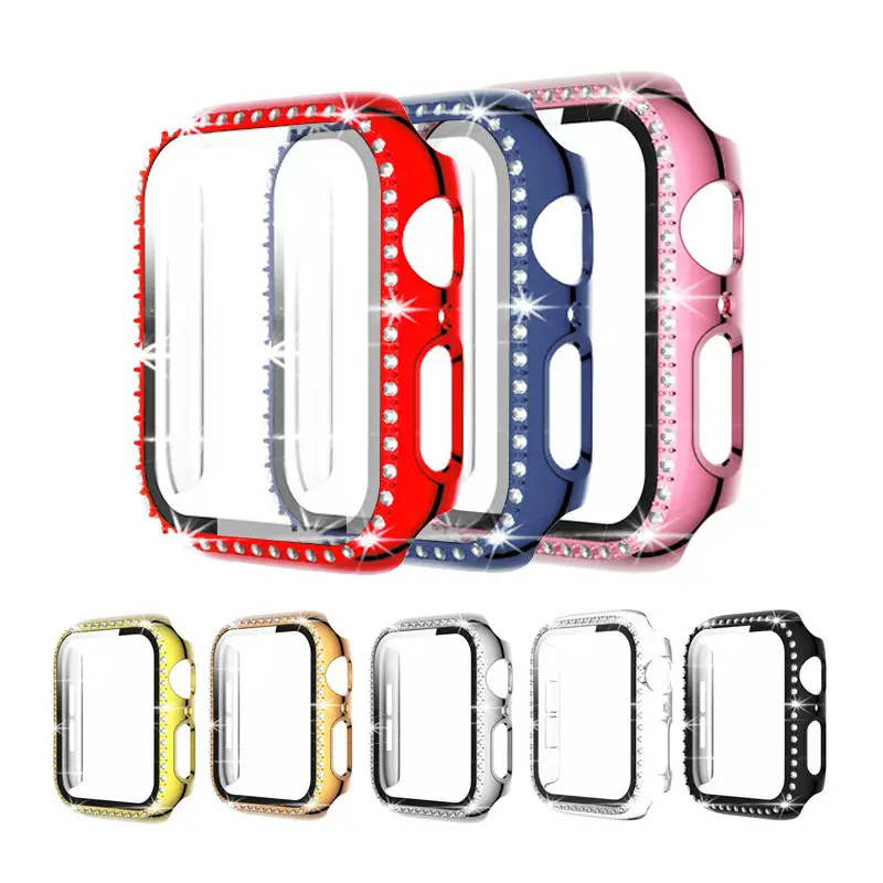 Protección de pantalla Bling Crystal Clear PC Watch Case para Apple Watch Series 7 8 9 41mm 45mm 49mm