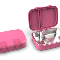 Boîte à bento étanche AOHEA avec couvercle en acier, compatible lave-vaisselle, clip verrouillable, boîte à lunch en acier inoxydable, boîte à lunch rectangulaire