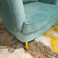 Fauteuil de loisirs moderne, fauteuil de luxe en velours, pieds en métal doré, de haute qualité, mobilier de salon, 1 fauteuil