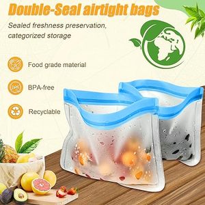 Huamaohengchun10 Pack Reusable Silicone Food <b>Storage</b> Bags, Leakproof Dishwasher Safe Reusable Freezer Bags 10.3'' x 7.9'' - Product Image 6