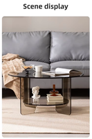 Table basse moderne italienne en acrylique transparent, style luxe minimaliste, couleur crème, pour salon, petit appartement, avec rangement
