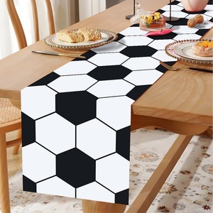 DAMAI - Decoración de Mesa para Fiestas de Cumpleaños Infantiles con Temática de Fútbol, Camino de Mesa Desechable de PE Blanco y Negro - Product Image 2