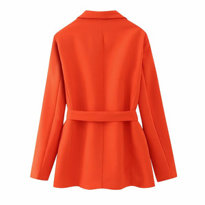 ZATRHMBM Blazer Naranja Chic de Moda para <span class=keywords><strong>Mujer</strong></span> 2023 con Cinturón Vintage de Manga Larga Tops de <span class=keywords><strong>Mujer</strong></span> - Product Image 3