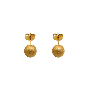 Stylish Korean Style Frosted Gold Ball <b>Stud</b> Earrings <b>Titanium</b> Steel Round Shape Fashion Jewelry - Product Image 5