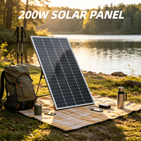Panneau solaire rigide monocristallin 200W, 36 cellules, 12V, verre trempé avec connecteur MC4 et diode de bypass pour camping-car et bateau