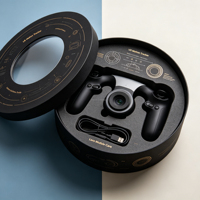 Tube en carton noir mat haut de gamme pour accessoires de jeu VR de luxe et appareils technologiques avec logo personnalisé, vernis sélectif UV et texture