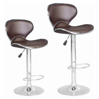 Tabouret de bar moderne en cuir PU avec dossier incurvé en forme de papillon, réglable hydrauliquement, pivotant, avec repose-pieds chromé pour cuisine et café