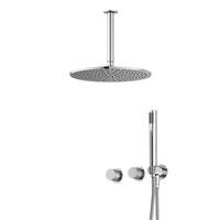 Australie Système de douche de salle de bain Filigrane Laiton Mur Caché Plafond Zr Brossé Or Pluie 2 Fonction Ensemble de douche