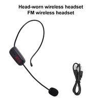 Microphone FM sans fil, casque avec petit amplificateur, microphone à porter sur la tête