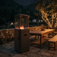 Brasero carré à gaz extérieur avec vitre de visualisation, brûleur en acier inoxydable 11KW GPL Propane pour jardin et terrasse, usage chauffant