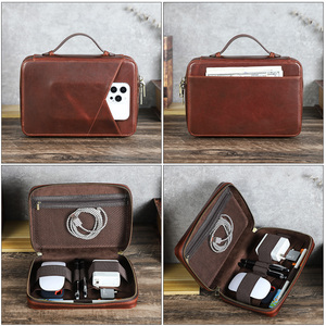 Sac de Voyage Vintage de Luxe Grande Capacité en Cuir Pleine Fleur Durable et Écologique pour Organiser les Câbles et Appareils Électroniques Portables - Product Image 2